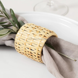 Anillos de Servilleta Redondos de Ratán Hechos a Mano, Estilo Bohemio, Duraderos y Ecológicos, de 4 cm, Color Personalizable para Bodas, Fiestas y Uso en Mesa del Hogar - Product Image 5