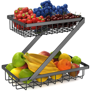 Étagère à légumes au design moderne, panier de rangement pour fruits en métal pour la cuisine, panier à fruits suspendu au mur, empilable et pliable - Product Image 1