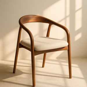 Chaise de salle à manger de luxe en teck massif, rembourrée, écologique, durable, ergonomique, moderne, mobilier en bois pour restaurants et hôtellerie - Product Image 1