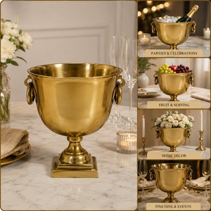 Premium Quality Champagne Bowl <b>Ice</b> <b>Bucket</b> with <b>Gold</b> Plating Custom Logo for Ladies Kitty Party Hotels Bars Clubs Home Events Set - Product Image 3