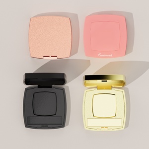 3G Square Contour Palette Glossy Black Single-Color <b>Powder</b> <b>Compact</b> With Brush Compartment Cosmetic Packaging Wholesale Quality - Product Image 2