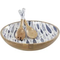 Nouveau Bol à Salade Tendance Haut de Gamme en Bois Naturel Fait Main avec Impression Émail Décorative, Bol de Service Rond, Taille et Forme Personnalisables