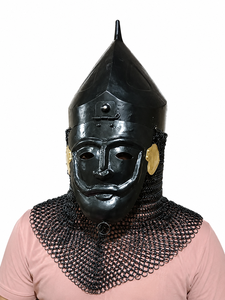 Casco Cónico Normando Medieval con Avental de Cota de Míldago, Armadura Negra de Acero Suave para Caballero Cruzado, Ideal para Recreación Histórica, Eventos y Halloween - Product Image 2