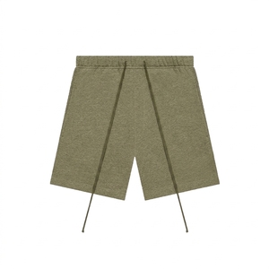 Shorts Bermuda pour homme en coton gris, cordon de serrage à la taille, style hip-hop, écologiques, couleur unie - Product Image 6