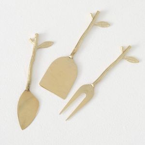 Golden Cheese Knife <b>Set</b> With Branch Handle Design Durable Metal Utensils For Food Contact - Product Image 1