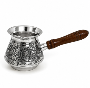 Nouvelle conception de cafetière turque, grecque et arabe en laiton, finition nickelée, pour cuisinière, Cezve Ibrik Briki - Product Image 4