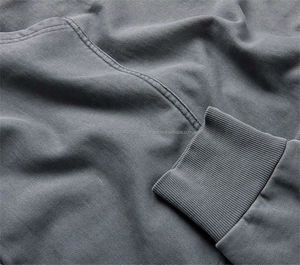 Personnalisé Vintage Lavage À L'acide Hiver Brodé Fermeture À Glissière À Capuche Hommes Lourd Français Sans String Hoodies Coton 340g Unisexe - Product Image 5