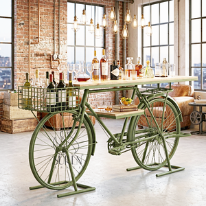 SUREN SPACE SS3204A Mueble para Vino y Bebidas con Acabado Plateado, Estilo Industrial y Artesanal Indio, Mueble para Sala de Estar - Product Image 1