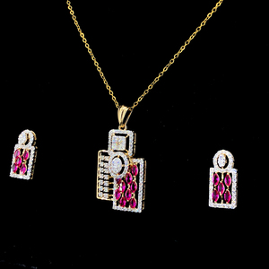 ชุดจี้ทองคำ 14KT ประดับเพชรธรรมชาติทรงบริลเลียนท์ น้ำหนัก 1.56 กะรัต สี FG ความสะอาด VVS-VS ได้รับการรับรองจาก IGI สำหรับผู้หญิง ดีไซน์หรูหรา สวยงาม สง่างาม - Product Image 2