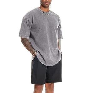 Men's Oversized Cotton T-Shirt <b>Short</b> Sleeve O-Neck Washed Solid Color Casual Streetwear Top - Product Image 2