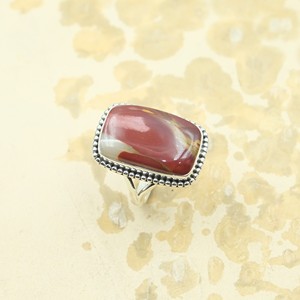 Mookaite Jasper 925 Sterling Silver Handmade Statement <b>Ring</b> Rose Gold Yellow Gold Plated Beaded Frame Vintage Designer Jewelry - Product Image 6
