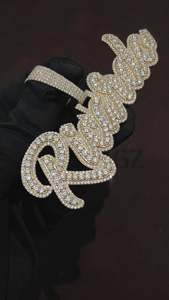 Colgante Personalizado con Nombre en Capas, Chapado en Rodio, con Diamantes VVS1 de 19 Quilates, Plata 925 y Oro de 10K, Fuente Personalizada, Amuleto de Joyería para Hombre - Product Image 2