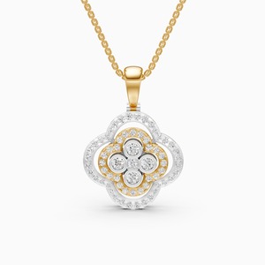 จี้เพชร FloraLuxe Lab Grown Diamond ประดับเพชร 0.58 กะรัต ด้วยทองคำ 9K สีเหลือง สีขาว และสีโรสโกลด์ - Product Image 3