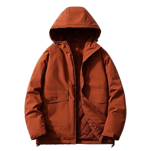 Men's Winter Puffer <b>Jacket</b> Custom Logo Hooded Zipper Loose Fit Warm Woven Bubble Coat Casual Outdoor Utility Quilted <b>Jacket</b> - Product Image 6