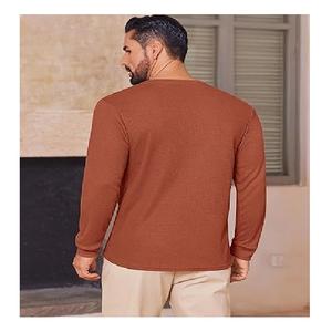 Export oriented oversize <b>Men's</b> Fashionable Solid O Neck T <b>Shirts</b> Stylish Casual Long Sleeve T <b>Shirts</b> For <b>Men</b> From Bangladesh - Product Image 2