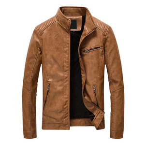 <b>Long</b> Sleeves High Quality Zipper Pockets Fur Style PU Leather <b>Jackets</b> for <b>Men's</b> Sports Wearing Leather <b>jacket</b> for <b>men</b> - Product Image 5