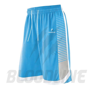 Bloodline Men's <b>White</b> Sport Shorts Mid Waist Elastic Drawstring Sublimation Print Quick Dry Front Logo Striped Pattern - Product Image 3