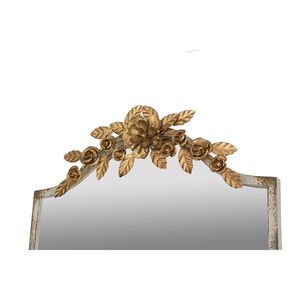 Grande specchio da parete 18.1x1.6x70.9 ''con struttura in avorio invecchiato e specchio rettangolare a figura intera corona floreale in oro - Product Image 5