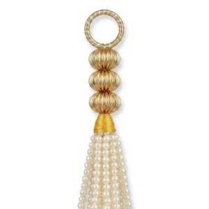 Pendentif à pampilles dorées avec fils de perles et anneau tressé pour la décoration intérieure - Product Image 6