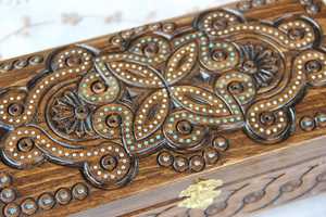 Low Price Decorative Wooden Treasure <b>Chest</b> for Jewelry, Watches, Small Accessories and Keepsakes with Beautiful Handmade - Product Image 4