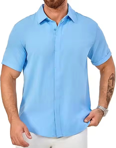 Camisa polo clásica para hombre, color azul cielo, corte ajustado, ligera, de algodón, manga corta, cómoda, moderna, para uso diario, transpirable. - Product Image 4