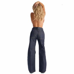 Jeans de Mezclilla Oscura de Cintura Alta para Mujer, Corte Recto, Estilo Casual, Ajuste Regular, Color Sólido, Tela de Algodón, para Otoño - Product Image 5