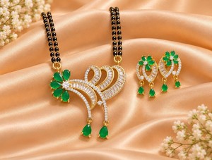 Luxury <b>Bridal</b> Zircon Gold Plated Women's <b>Jewelry</b> <b>Set</b> with Black Beads Necklace and Earrings for Engagement Wedding - Product Image 2