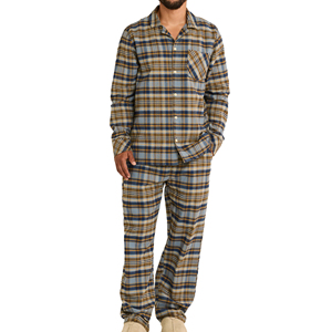 Pyjama en flanelle pour homme, ensemble deux pièces à carreaux, tenue de nuit et de détente, pyjama à carreaux personnalisé en flanelle - Product Image 1