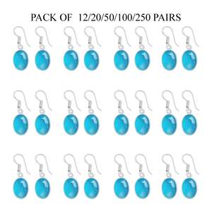 Pendientes Colgantes de Plata de Ley S925 de Lujo con Gema de Calcedonia Azul, Engaste de Bisel Plateado, Bonito Regalo para Mujeres, Fiestas - Product Image 2