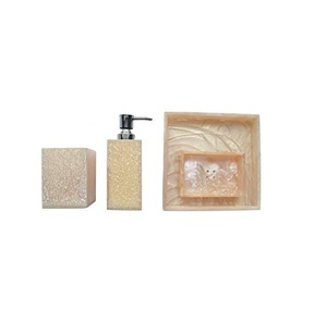 Classic Eco-Friendly Square Resin Bathroom Three-piece Set with Soap Dispenser Tooth <b>Brush</b> Holder & Vanity Tray for Home Use - Product Image 4