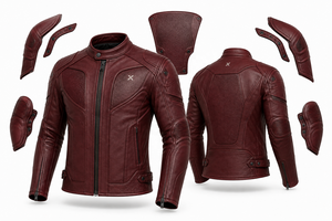 Chaqueta de Motocicleta Modular de Cuero Blindado |   Negro Borgoña Azul |   Fabricante OEM ODM |   Diseño de Calidad Premium |   Ropa de Carreras | - Product Image 5