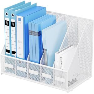 Organizzatore da scrivania verticale a 5 scomparti in rete per documenti e riviste, ideale per ufficio, casa o scuola, per organizzare i file. - Product Image 1