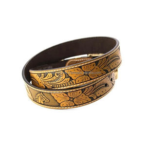 Ceinture d'outillage manuel en cuir de cow-boy moderne Western de haute couture ceinture de sculpture de conception personnalisée en relief floral ensemble de boucles de 3 pièces - Product Image 5