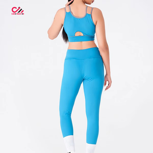 Women Suit Sportswear Set Eco Friendly Breathable Quick-drying Crossed <b>Straps</b> <b>Bra</b> and Leggings Flared Pants 2 Piece Yoga Set - Product Image 6