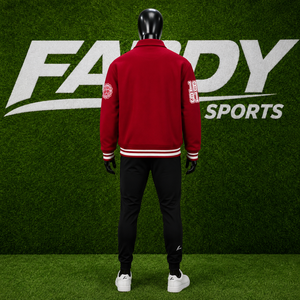 Custom Men Streetwear <b>Red</b> <b>Wool</b> Varsity Jacket Patchwork Embroidery Unisex Oversized Vintage Letterman Bomber Jacket Wholesales - Product Image 3