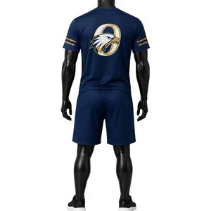 Ensemble de vêtements de sport pour hommes, bleu marine, jersey et short en polyester, uniforme d'équipe, vêtements d'entraînement, vêtements de match en plein air - Product Image 2