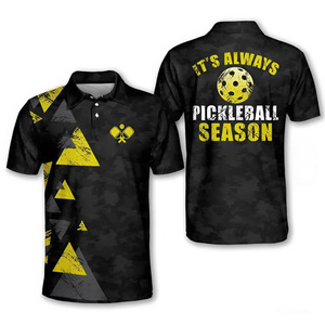 T-shirt de pickleball personnalisé à col polo pour homme, uniforme sportif de haute qualité, séchage rapide, manches courtes - Product Image 4