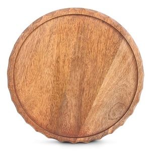 Round Solid <b>Wood</b> Serving Tray with Natural Bark Edge <b>Rustic</b> Wooden Display Tray - Product Image 6