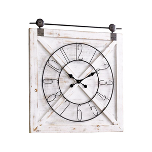 Circular Industrial Mechanical Needle <b>Wall</b> <b>Clock</b> with Metal & Wooden Combo for Living Room Home <b>Decor</b> - Product Image 4
