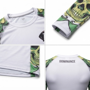 Custom Men's BJJ Rash Guard Long Sleeve MMA Grappling <b>Top</b> Sublimated <b>Skull</b> Pattern Combat Training Shirt - Product Image 4