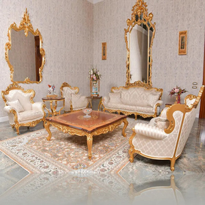 Juego de Sofás de Madera de Teca de Lujo, Elegancia Imperial, Tapizados, Ecológicos, Tallados a Mano, Muebles Clásicos Europeos para Sala de Estar - Product Image 1