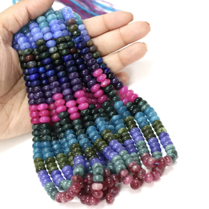 Perles de quartz multicolores bleues, forme ronde, 7-8 mm, perles de pierres précieuses de quartz multicolores lisses, pour la création de bijoux. - Product Image 1