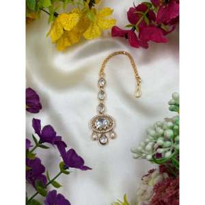 Tanvi Moissanite Mang Tika-Brass Indian Ethnic Artificial Jewellery for Casual Wear - Product Image 3
