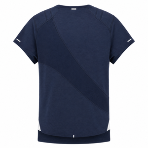 Camiseta Deportiva Raglan Azul Marino al por Mayor con Panel Trasero de Malla Diagonal, Fabricante de Ropa Deportiva Personalizada - Product Image 2