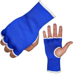 Blue Half Finger Training Gloves <b>Nylon</b> <b>Slip</b>-On Unisex for Martial Arts Sparring 14 Years & Up - Product Image 2