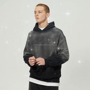 Sweat à capuche vintage délavé à l'acide, sans cordon, en molleton français 100% coton, avec logo personnalisé - Product Image 1