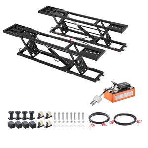 Elevador de Autos Portátil de Acero de Alta Resistencia, Capacidad de 7000 Libras, Altura Máxima de 26.8 Pulgadas, 4 Almohadillas de Goma con Ruedas y Bomba Neumática - Product Image 1