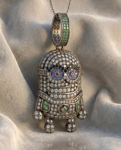 Pendentif Minion en argent 925 et moissanite, plaqué rhodium, collier à breloque de dessin animé, bijoux de fête unisexe - Product Image 3