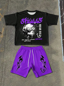 ชุดเสื้อยืดแขนสั้นคอกลมพิมพ์ลายตัวอักษรลำลองสำหรับฤดูร้อนสำหรับผู้ชายและชุดกางเกงขาสั้น - Product Image 5