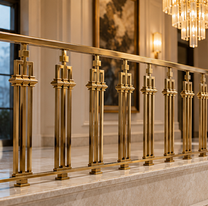 Barandilla de Bronce Cuadrada Escalonada para Hoteles de Lujo, Villas, Escaleras e Interiores Arquitectónicos Modernos - Product Image 4
